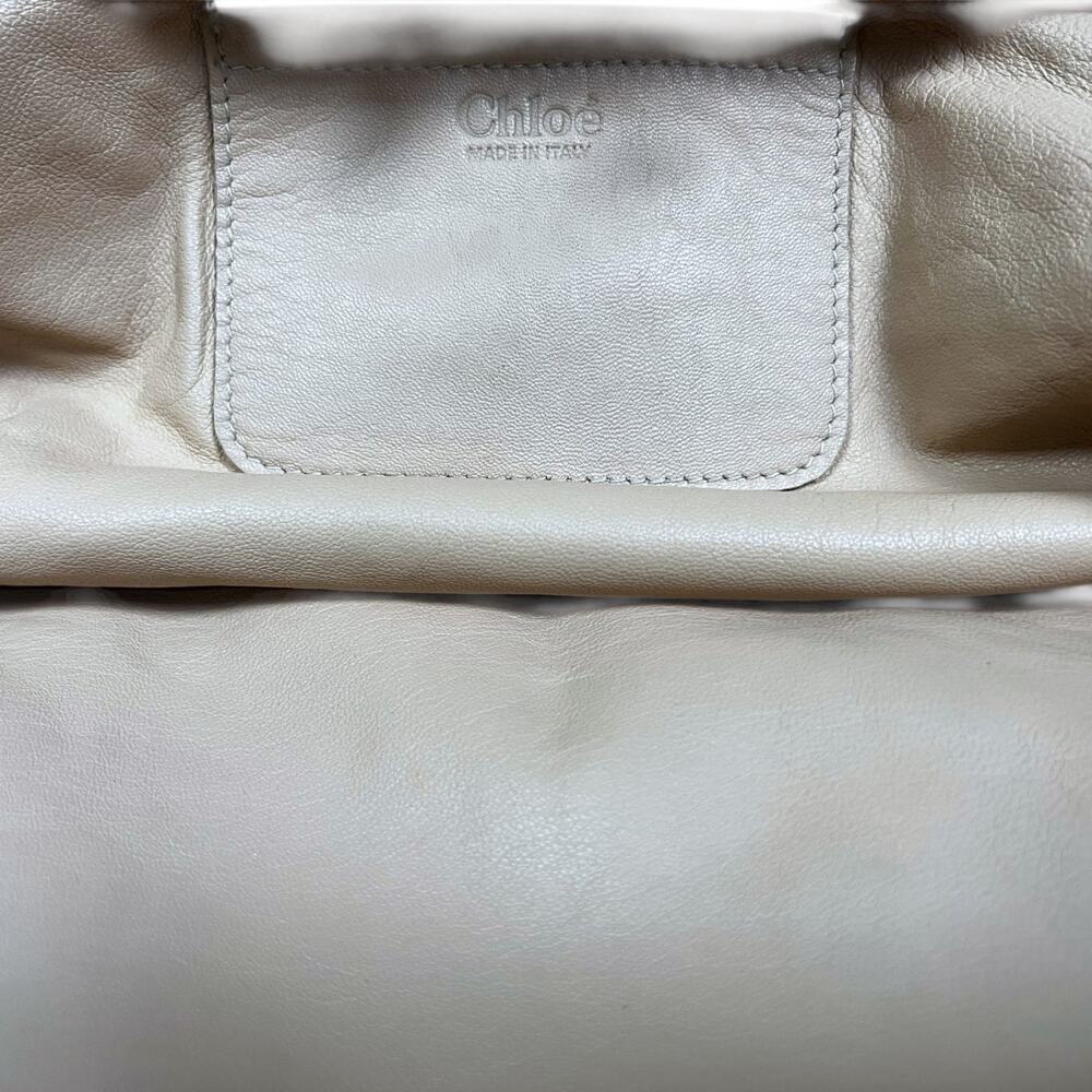 Chloe Lucite Handle Silver Leather Clutch Handbag Vintage Y2K $1,495 Retail Lux - Picture 12 of 13
